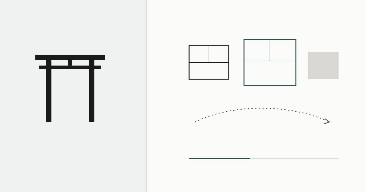 Minimal illustration of a torii gate and parcels traveling overseas